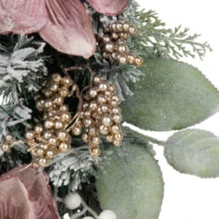 Northlight Pink Floral And Ball Ornament Frosted Pine Artificial Christmas Wreath, 24-Inch, Unlit -Christmas Decor Sale northlight jy99526 3 15816.1701796957
