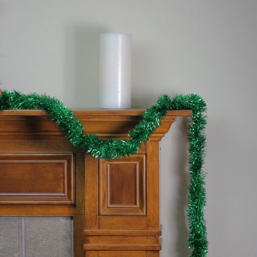 Northlight 12' Traditional Green Christmas Tinsel Garland - Unlit 5 Northlight 12' Traditional Green Christmas Tinsel Garland - Unlit - Image 3