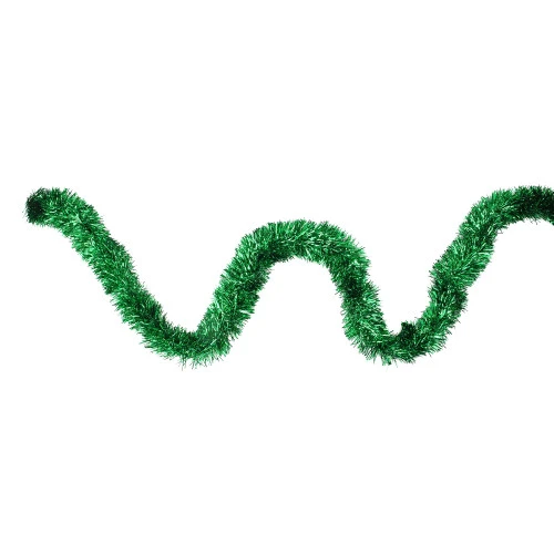 Northlight 12' Traditional Green Christmas Tinsel Garland - Unlit 3 Northlight 12' Traditional Green Christmas Tinsel Garland - Unlit