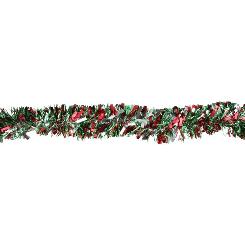 Northlight 12' Shiny Red And Silver Christmas Tinsel Garland - Unlit 4 Northlight 12' Shiny Red And Silver Christmas Tinsel Garland - Unlit - Image 2
