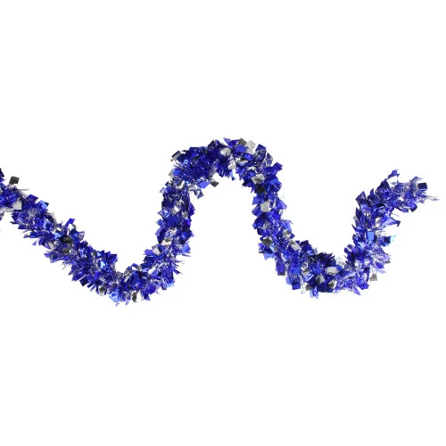 Northlight 12' X 4" Lavish Blue And Silver Boa Wide Cut Tinsel Christmas Garland - Unlit 5 Northlight 12' X 4" Lavish Blue And Silver Boa Wide Cut Tinsel Christmas Garland - Unlit - Image 3