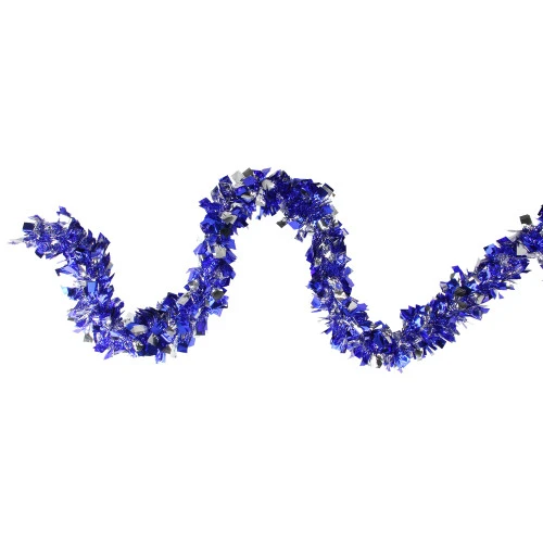 Northlight 12' X 4" Lavish Blue And Silver Boa Wide Cut Tinsel Christmas Garland - Unlit 3 Northlight 12' X 4" Lavish Blue And Silver Boa Wide Cut Tinsel Christmas Garland - Unlit
