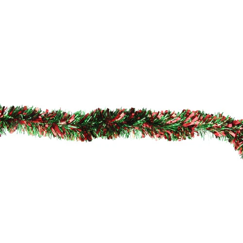 Northlight 12' Red And Green Wide Cut Christmas Tinsel Garland - Unlit 4 Northlight 12' Red And Green Wide Cut Christmas Tinsel Garland - Unlit - Image 2