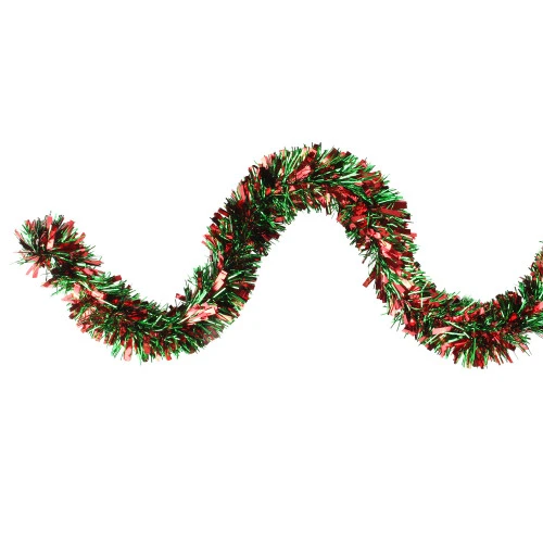 Northlight 12' Red And Green Wide Cut Christmas Tinsel Garland - Unlit 3 Northlight 12' Red And Green Wide Cut Christmas Tinsel Garland - Unlit