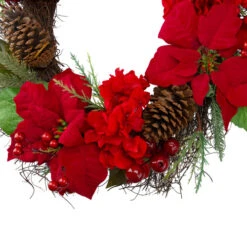 Northlight Poinsettia And Hydrangea Artificial Christmas Wreath - 24" - Unlit -Christmas Decor Sale northlight kji28197 2 51448.1588355782