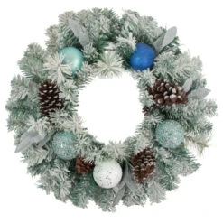 Northlight Flocked Pine With Ornaments Artificial Christmas Wreath - 24" - Unlit
