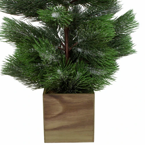 3' Snowy Pine Artificial Christmas Tree In Wooden Pot - Unlit 6 3' Snowy Pine Artificial Christmas Tree In Wooden Pot - Unlit - Image 4