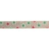 Red And Green Snowflake Burlap Christmas Wired Craft Ribbon 2.5" X 16 Yards