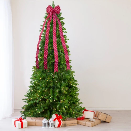 Northlight 48" X 10" Red And White Striped 16 Loop Christmas Bow Decoration 4 Northlight 48" X 10" Red And White Striped 16 Loop Christmas Bow Decoration - Image 2