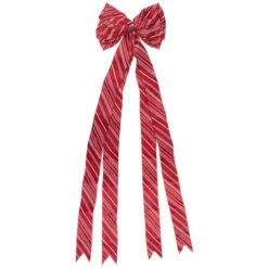 Northlight 48" X 10" Red And White Striped 16 Loop Christmas Bow Decoration