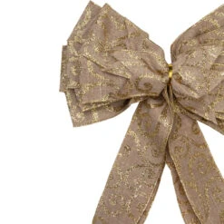 Northlight 48" X 10" Burlap And Gold Scroll 16 Loop Christmas Bow Decoration 7 Northlight 48" X 10" Burlap And Gold Scroll 16 Loop Christmas Bow Decoration -Christmas Decor Sale northlight ky91452 1 81793.1611893464