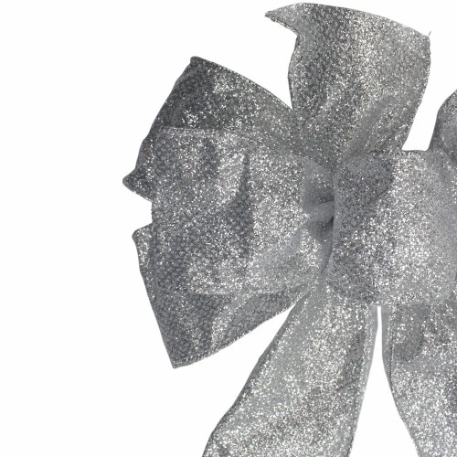 Northlight Glittered 6-Loop Christmas Bow Decoration - 9" X 14" - Silver 5 Northlight Glittered 6-Loop Christmas Bow Decoration - 9" X 14" - Silver - Image 3