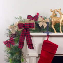Northlight Burlap And Buffalo Plaid 6-Loop Christmas Bow Decoration - 9" X 14" -Christmas Decor Sale northlight ky91469 ky91488 3 98927.1608347578