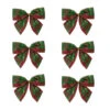 Northlight Plaid 2-Loop Christmas Bow Decorations - 5.5" - Red And Green - Pack Of 6