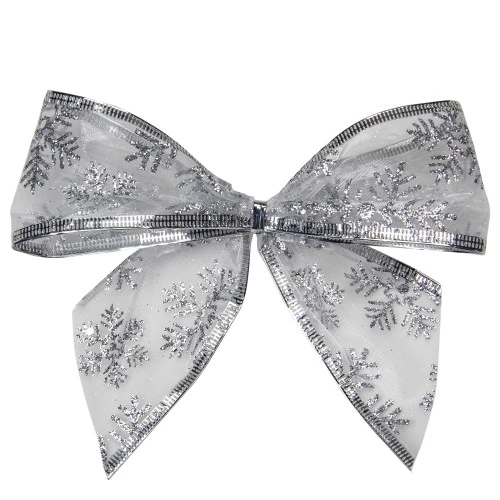 Northlight Sheer Snowflake 2-Loop Christmas Bow Decorations - 5.5" - Silver - Pack Of 6 5 Northlight Sheer Snowflake 2-Loop Christmas Bow Decorations - 5.5" - Silver - Pack Of 6 - Image 3