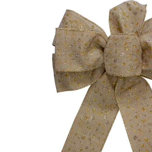 Northlight Glittered Polka Dots 6-Loop Burlap Christmas Bow Decoration - 9" X 14" 5 Northlight Glittered Polka Dots 6-Loop Burlap Christmas Bow Decoration - 9" X 14" - Image 3