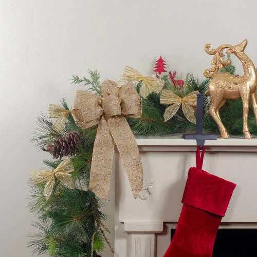 Northlight Glittered Polka Dots 6-Loop Burlap Christmas Bow Decoration - 9" X 14" 4 Northlight Glittered Polka Dots 6-Loop Burlap Christmas Bow Decoration - 9" X 14" - Image 2