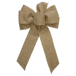 Northlight Glittered Polka Dots 6-Loop Burlap Christmas Bow Decoration - 9" X 14"