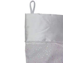 Northlight 22.25" White With Pink Iridescent Glitter Christmas Stocking With Satin Cuff -Christmas Decor Sale northlight l27887 2 58879.1588358754