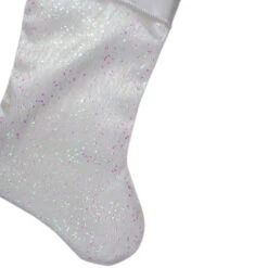 Northlight 22.25" White With Pink Iridescent Glitter Christmas Stocking With Satin Cuff -Christmas Decor Sale northlight l27887 3 24563.1588358754
