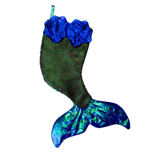 24" Green And Black Sequined Iridescent Mermaid Christmas Stocking 5 24" Green And Black Sequined Iridescent Mermaid Christmas Stocking - Image 3