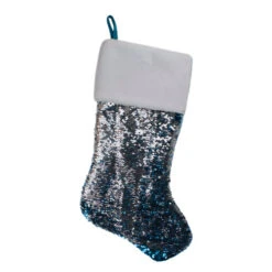 Northlight 22.75" Sky Blue And Silver Reversible Sequined Christmas Stocking With Faux Fur Cuff 9 Northlight 22.75" Sky Blue And Silver Reversible Sequined Christmas Stocking With Faux Fur Cuff -Christmas Decor Sale northlight l27914 02 38442.1588344222