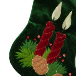 Northlight 20" Dark Green And Burgundy Candle And Pine Cone Velveteen Christmas Stocking 9 Northlight 20" Dark Green And Burgundy Candle And Pine Cone Velveteen Christmas Stocking -Christmas Decor Sale northlight l35673 3 29395.1678185728