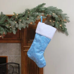 Northlight 21" Blue And White Glitter Snowflake Christmas Stocking -Christmas Decor Sale northlight l85485 4 86558.1588349690