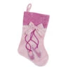 Northlight 14" Pink And Silver Ballerina Shoes Christmas Stocking With Glitter Cuff And Bow
