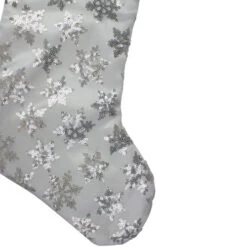 Northlight 19 White And Silver Sequin Snowflake Christmas Stocking -Christmas Decor Sale northlight l85555 2 24214.1588344778