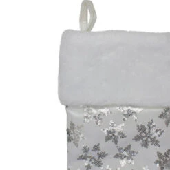 Northlight 19 White And Silver Sequin Snowflake Christmas Stocking -Christmas Decor Sale northlight l85555 3 04554.1588344779