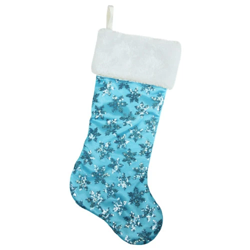 Northlight 20.5" Ice Palace Blue Sequin Snowflake Christmas Stocking With White Faux Fur Cuff 3 Northlight 20.5" Ice Palace Blue Sequin Snowflake Christmas Stocking With White Faux Fur Cuff
