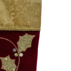 Northlight 20.5-Inch Velvet Gold And Maroon Etched Cuff Christmas Stocking -Christmas Decor Sale northlight l88014 2 sample 60547.1604110078