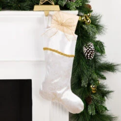 Northlight 20.5" White And Gold Glitter Poinsettia Christmas Stocking -Christmas Decor Sale northlight l92553 styled 84338.1680803079