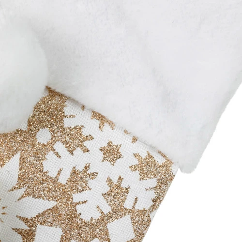 Northlight 20.5" Glittered Gold Christmas Stocking With Snowflakes And Pom Poms 7 Northlight 20.5" Glittered Gold Christmas Stocking With Snowflakes And Pom Poms - Image 5