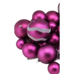 Northlight 39ct Magenta Pink Shatterproof 2-Finish Christmas Ball Ornaments 4" (100mm) -Christmas Decor Sale northlight lj34116 02 36666.1600305324