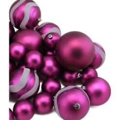 Northlight 39ct Magenta Pink Shatterproof 2-Finish Christmas Ball Ornaments 4" (100mm) -Christmas Decor Sale northlight lj34116 03 08545.1600305324
