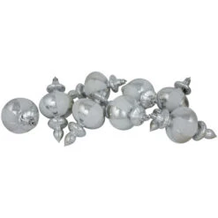 Northlight 8-Count Silver And White Shatterproof Finial Christmas Ornaments, 6"