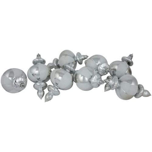 Northlight 8-Count Silver And White Shatterproof Finial Christmas Ornaments, 6" 3 Northlight 8-Count Silver And White Shatterproof Finial Christmas Ornaments, 6"