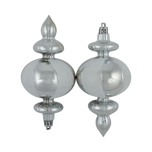 Northlight 8-Count Silver And White Shatterproof Finial Christmas Ornaments, 6" 6 Northlight 8-Count Silver And White Shatterproof Finial Christmas Ornaments, 6" - Image 4