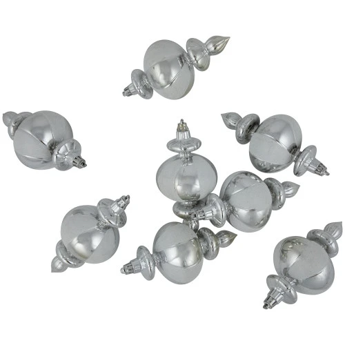 Northlight 8-Count Silver And White Shatterproof Finial Christmas Ornaments, 6" 7 Northlight 8-Count Silver And White Shatterproof Finial Christmas Ornaments, 6" - Image 5