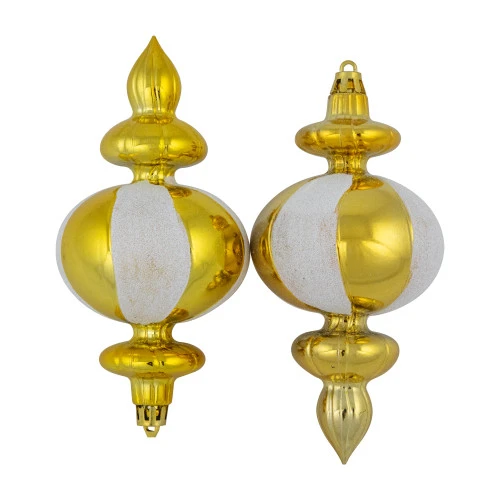 Northlight 8ct Gold Shiny Finish Shatterproof Finial Christmas Ornaments, 6" 6 Northlight 8ct Gold Shiny Finish Shatterproof Finial Christmas Ornaments, 6" - Image 4