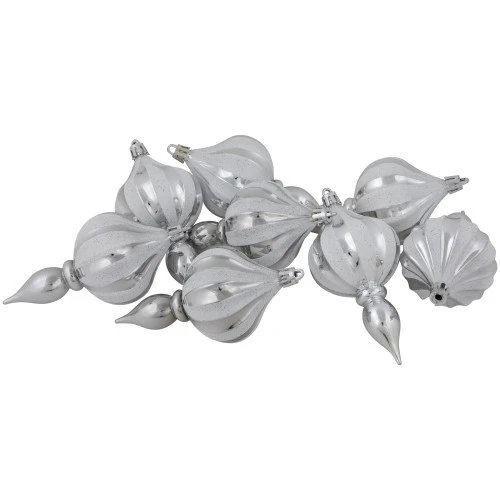 Northlight 8ct Silver Shatterproof Finial Christmas Ornaments, 4.75" 3 Northlight 8ct Silver Shatterproof Finial Christmas Ornaments, 4.75"