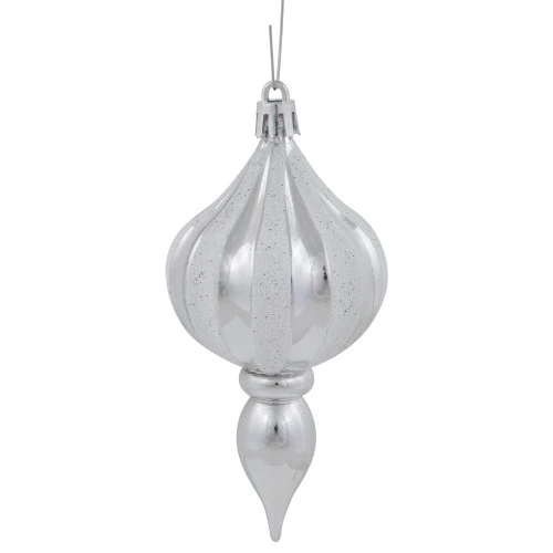 Northlight 8ct Silver Shatterproof Finial Christmas Ornaments, 4.75" 5 Northlight 8ct Silver Shatterproof Finial Christmas Ornaments, 4.75" - Image 3