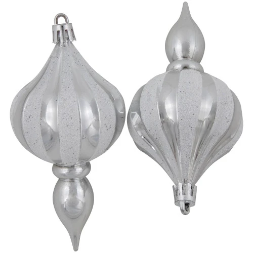 Northlight 8ct Silver Shatterproof Finial Christmas Ornaments, 4.75" 6 Northlight 8ct Silver Shatterproof Finial Christmas Ornaments, 4.75" - Image 4