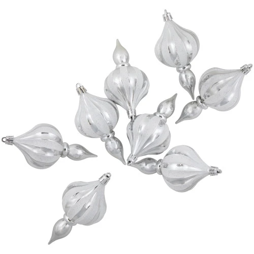 Northlight 8ct Silver Shatterproof Finial Christmas Ornaments, 4.75" 7 Northlight 8ct Silver Shatterproof Finial Christmas Ornaments, 4.75" - Image 5