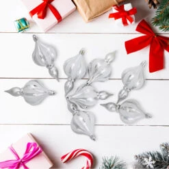 Northlight 8ct Silver Shatterproof Finial Christmas Ornaments, 4.75" 8 Northlight 8ct Silver Shatterproof Finial Christmas Ornaments, 4.75" -Christmas Decor Sale northlight lj99422 styled 98640.1693928319