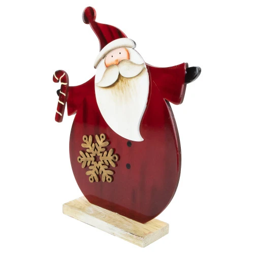 Santa With Candy Cane And Snowflake Wooden Christmas Decoration - 12" 8 Santa With Candy Cane And Snowflake Wooden Christmas Decoration - 12" - Image 6