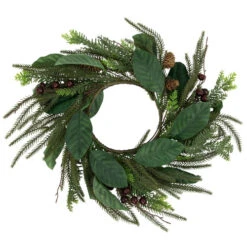 Northlight Mixed Foliage With Berries Artificial Christmas Wreath, 20-Inch, Unlit