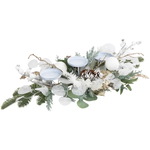 Northlight Mixed Winter Foliage And Berries Christmas Pillar Candle Holder - 24" 4 Northlight Mixed Winter Foliage And Berries Christmas Pillar Candle Holder - 24" - Image 2